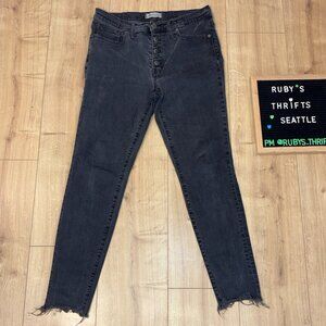 Button-fly! Madewell Distressed High Rise Skinny Denim With Cut Off Ankle